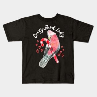 Crazy Bird Lady - Galah Cockatoo Parrot Watercolor Kids T-Shirt